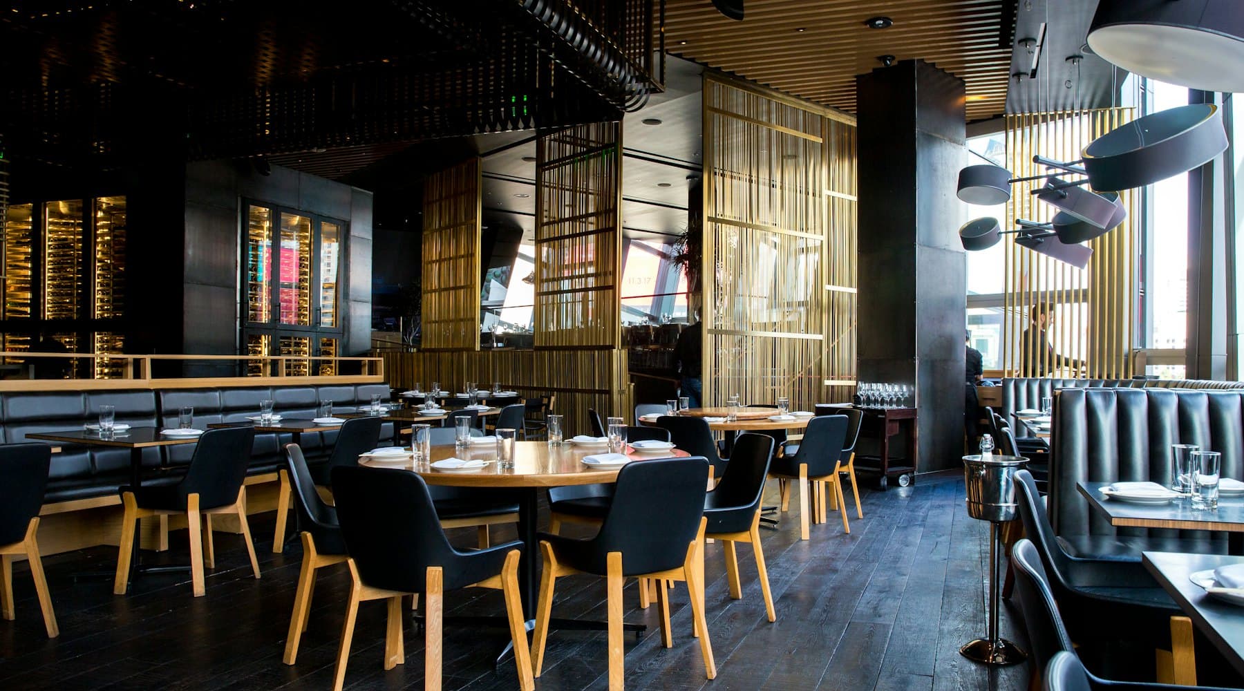 Elegant dimly lit dining room at Saffron & Oak